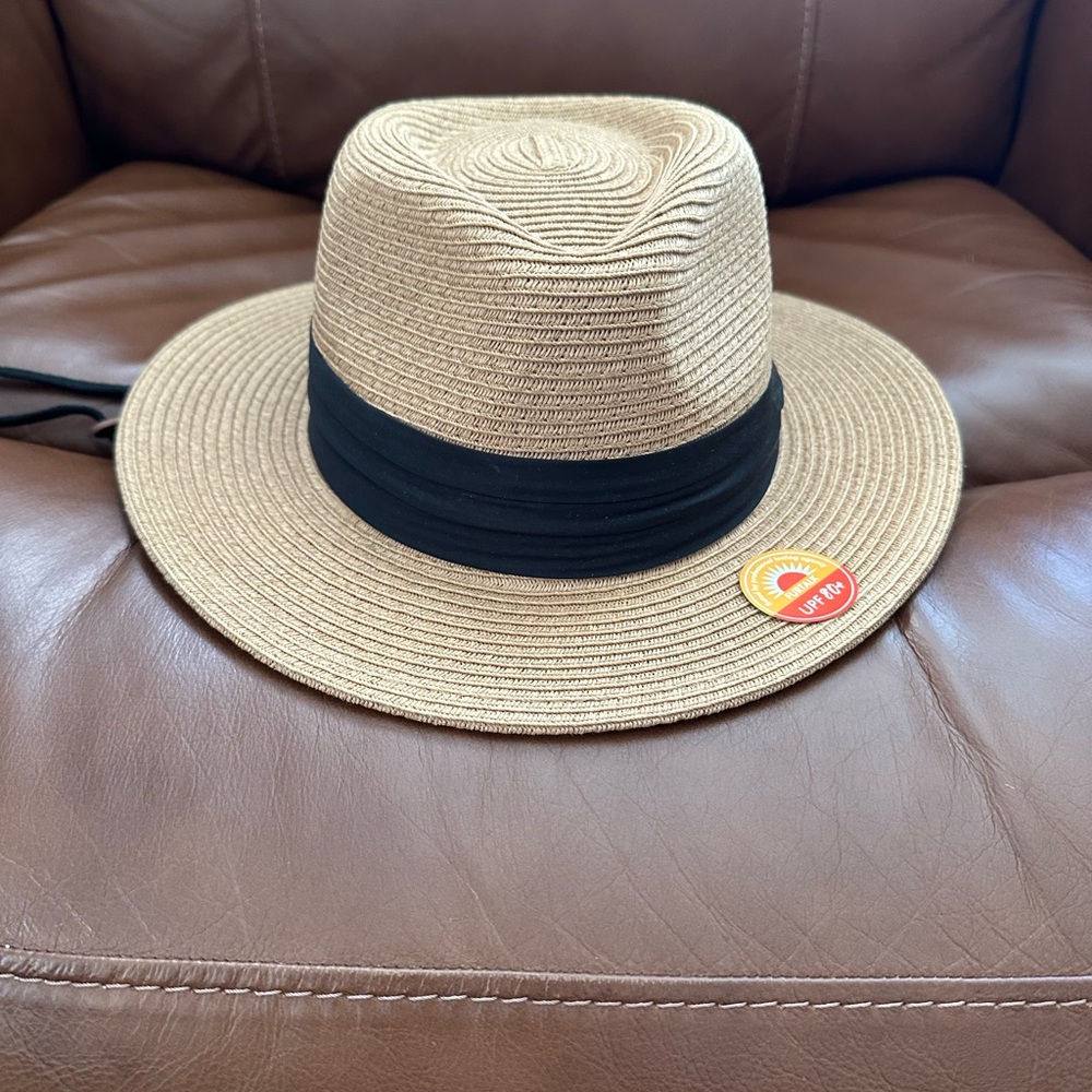 Tan Polyester Hat with Black Band